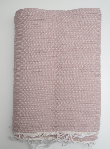 Käsinkudottu puuvillamatto, 70x140 cm, roosa