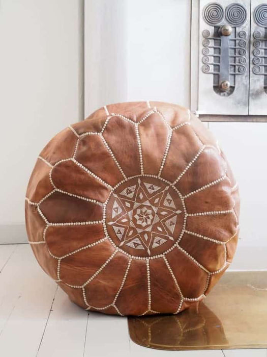 Pouf // marokkolainen nahkarahi, konjakki