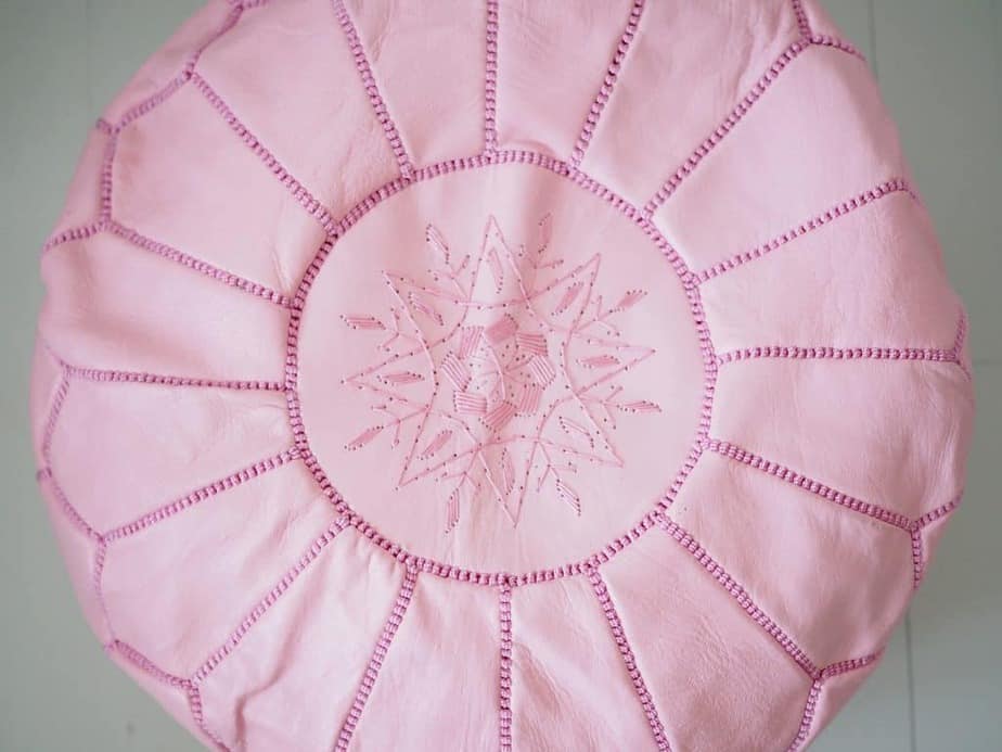 Pouf // marokkolainen nahkarahi, vaaleanpunainen
